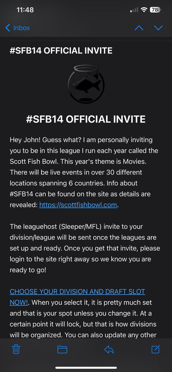 SCDoubleJ's tweet image. What a way to end the week!!!!   Boom! So excited to run it back for year 3! Thank you @ScottFish24  The best way to pay it forward and have some amazing fantasy football fun @FantasyCaresOrg #SFB14