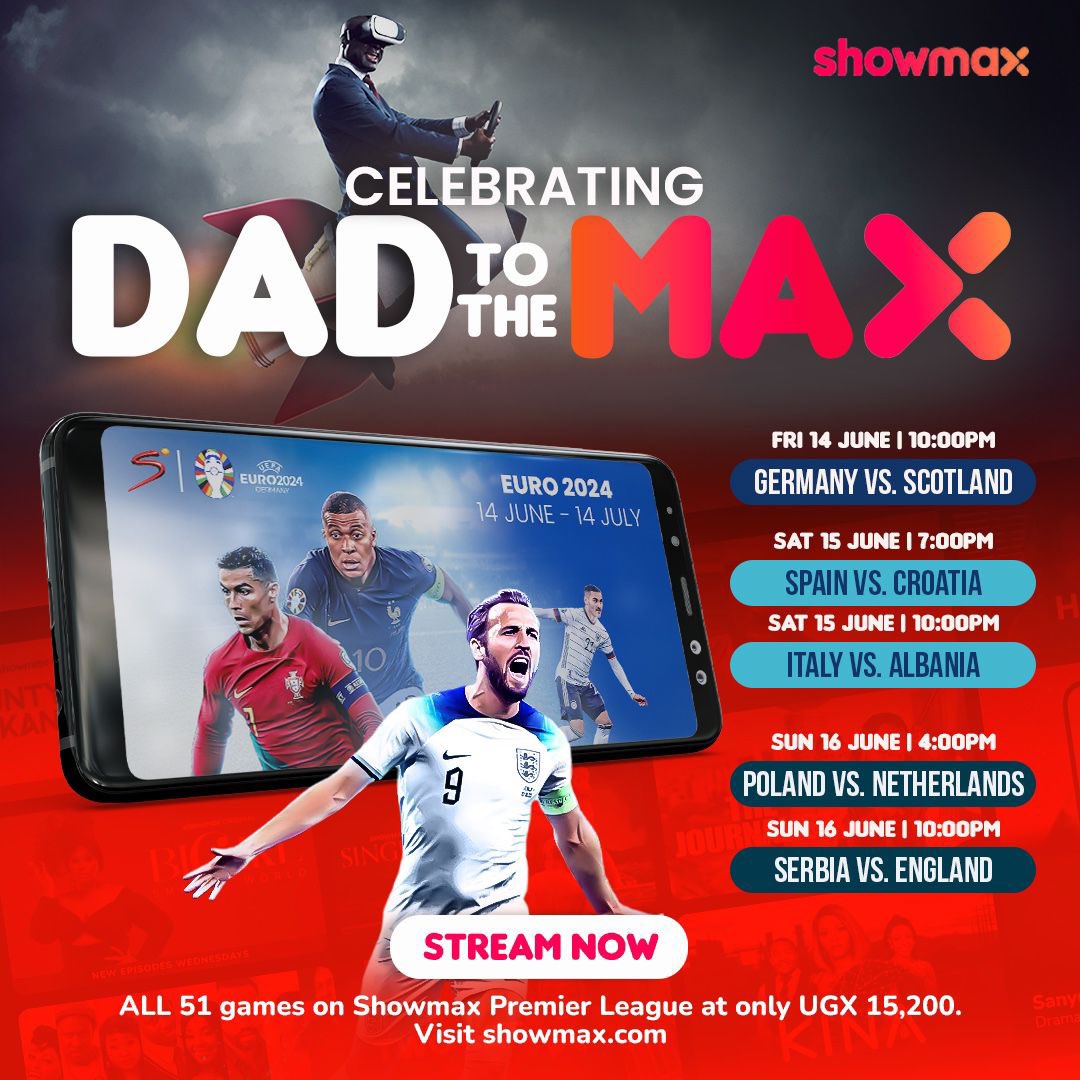 Mugibson's tweet image. Usher in #Euro2024 in the most pocket friendly way by signing up for @ShowmaxOnline today to catch all the games LIVE minus breaking the bank.

 Head over to shw.mx/4cacPAo to sign up/subscribe for UGX 15, 200 to stream. #JoinThatShowmaxLife #YourHomeOfEntertainment ⚽️🔐