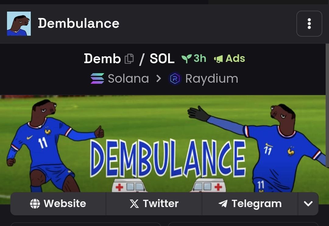 Dexscreener ADS are live🫡🫡

But still don't pray for me to get injurid🏨😭

$Demb is the ticker🔥🔥