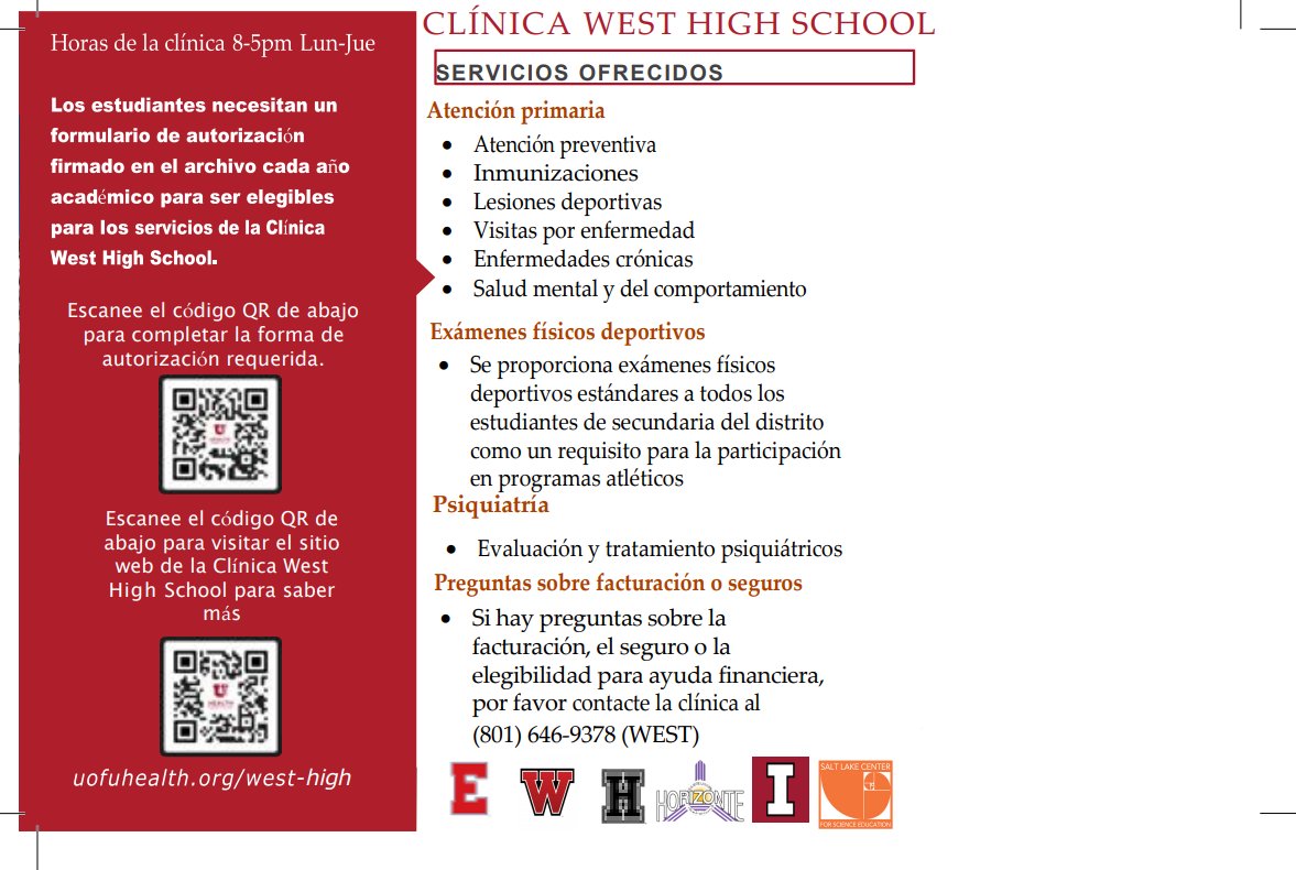 West High School Clinic is now open to all High School Students! This includes incoming 9th graders!

Big shoutout to all the hardworking staff for providing care for our students!

We once again want to thank all our sponsors, and partners this could not be possible without you!