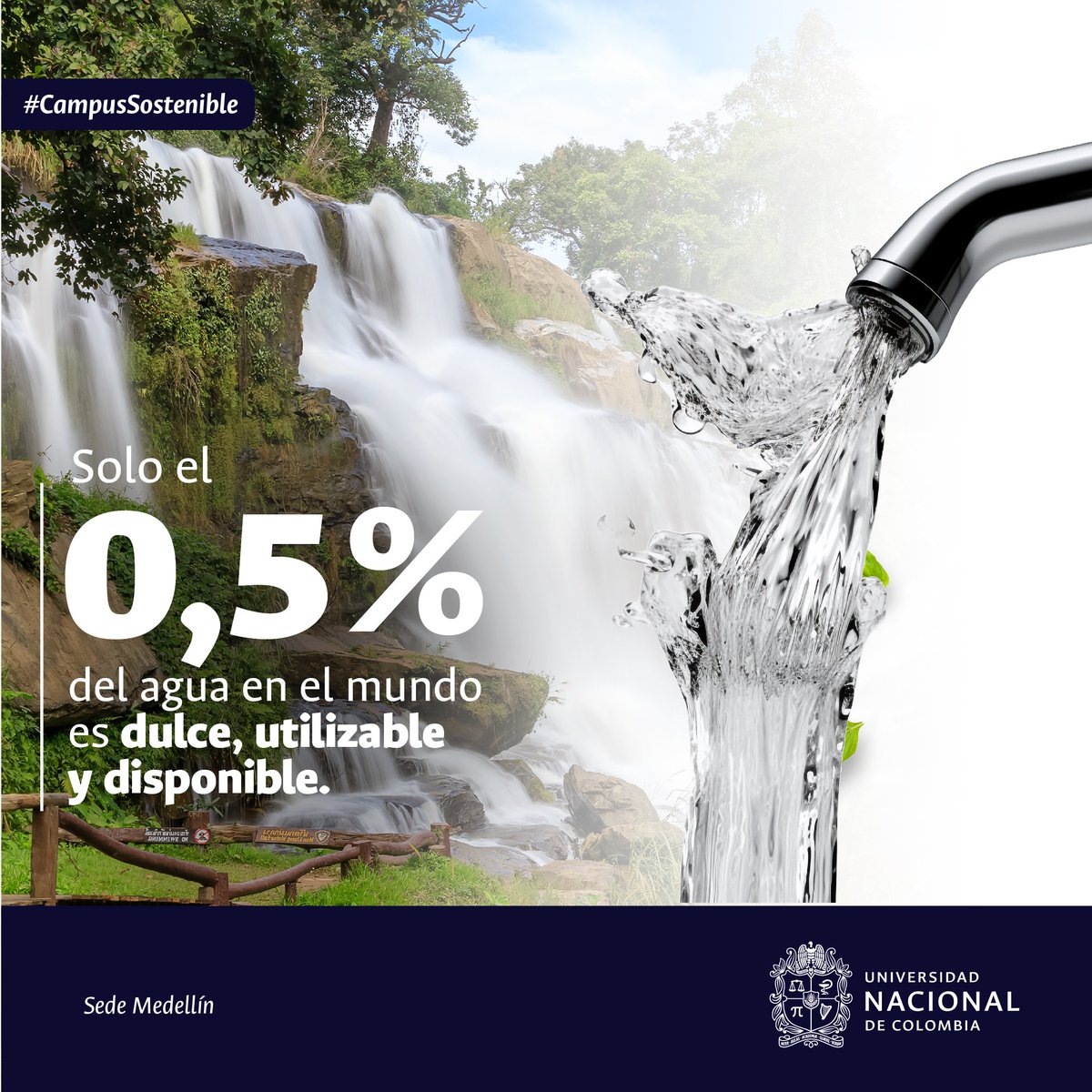 MedellinUNAL's tweet photo. Es simple, se trata de ser conscientes de que habitamos un #CampusSostenible y somos privilegiados al disponer de agua potable para el consumo humano.🔝 🌱                                                                                                   #LaUNALEspacioDeVida https://t.co/fuzW9XFcJJ
