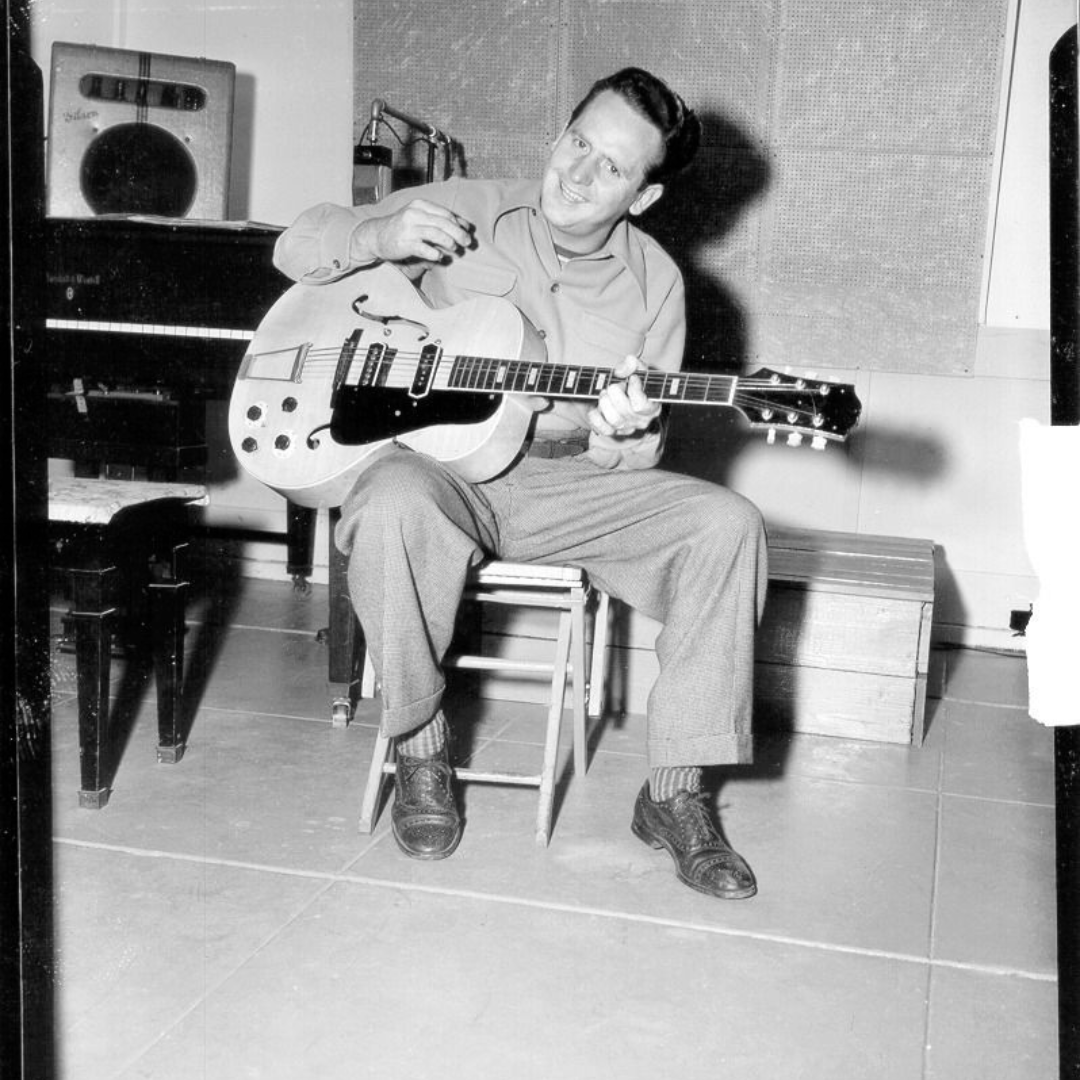 Les Paul purchased his first guitar in 1927 at 11-years-old for $3.95. It was a Troubadour flat that Paul played 5 strings on–removing the lower E string he couldn’t reach. This would be the start of Les’ moniker ‘Red Hot Red,’ &amp; his beginnings of experimenting with instruments.