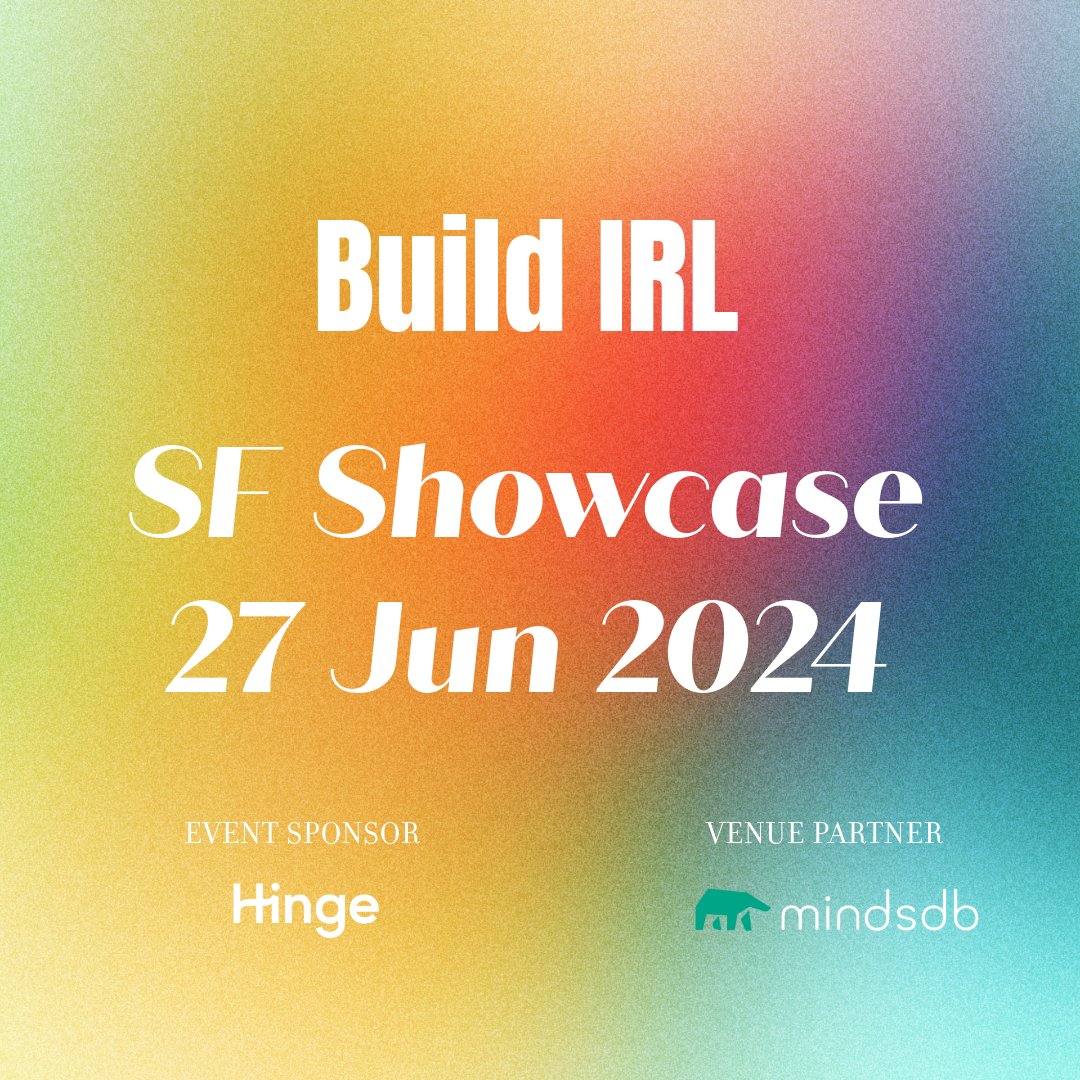 Saumyagupta's tweet photo. 🎉 Let's rebuild IRL together! Join us at our first Capstone Showcase in SF. [event link @ https://t.co/lH77h1Yscg]

Three months ago, Colton and I launched @build_irl  🛠in search of a handful co-conspirators who shared our vision: to create more vibrant, in-person social clubs and communities. 

✨ Fast forward to today, and we’re thrilled to introduce our founding cohort of 25 amazing Bay Area social groups and builders! Plus, an incredible team of experts, sponsors, mentors, and supporters [more here: https://t.co/lH77h1Yscg]🚀

🎟️ RSVP to Our IRL Events:
Jun 22 at Manny's - Join or Die Movie Screening 🎬 https://t.co/wLfvfAEpCP
Jun 27 at MindsDB - Build IRL Capstone Showcase 🛠 https://t.co/ZX28m6Bu0P

📬 Follow our journey and stay updated by subscribing to our newsletter: [https://t.co/4a09LpZW84]

We can’t wait to celebrate with you! 🎊

Super grateful to all our mentors and supporters -
@baileyelaine 
 Laís de Oliveira 
@DavidSpinks 
@MotwaniSuhas 
@KatVellos  
@J_R_Schroeder  
@manny_yekutiel 
@neonworkspace 
@thesfcommons 
Wave Collective 
 @TarlonKhoubyari  
@mindshub