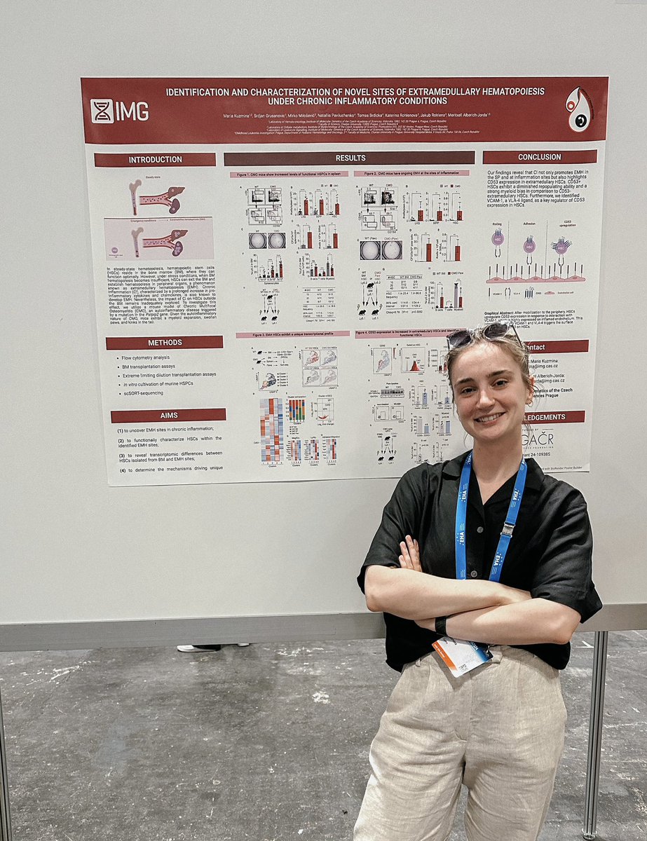 As I enter the fifth year of my PhD, I’m more passionate than ever about my research. It was a pleasure to share our findings on CD53 on extramedullary HSCs at the #EHA2024 Congress in Madrid and to receive insightful feedback. Stay tuned for more updates!👀