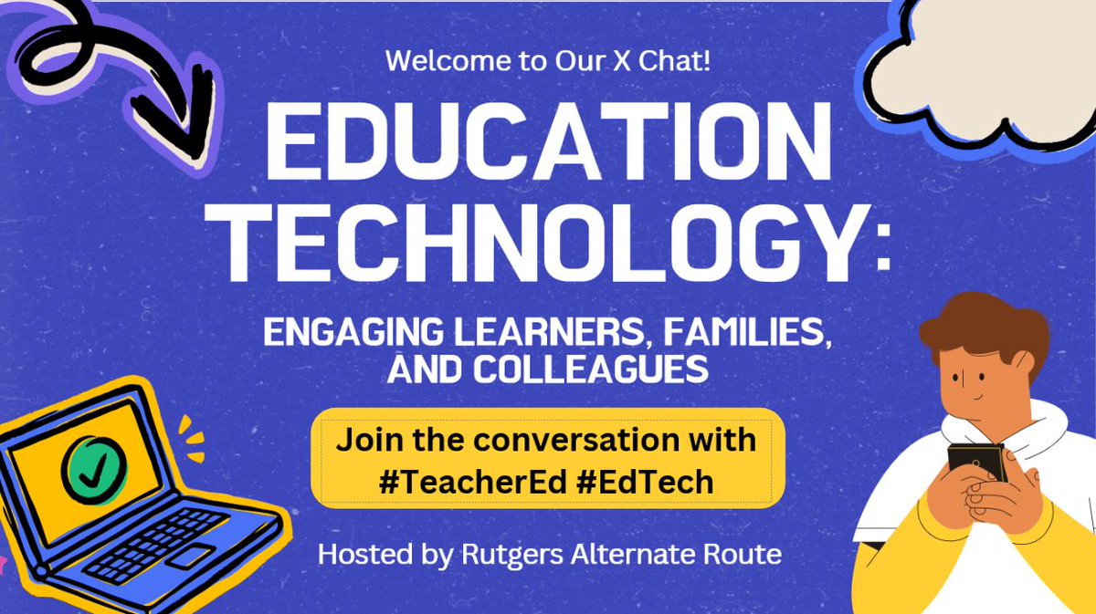 Welcome to the #TeacherEd #EdTech chat! Let us know you're here by replying with your name &amp; what you teach.

*Rutgers Alternate Route candidates - please complete the SIGN IN form to have your participation in the chat documented: go.rutgers.edu/EdTechIn