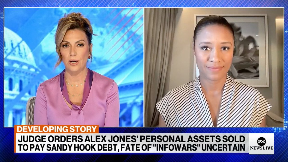 ABC News Live (@abcnewslive) on Twitter photo A federal judge ordered the liquidation of conspiracy theorist Alex Jones' personal assets but was still deciding on his company’s separate bankruptcy case, leaving the future of his Infowars media platform uncertain.
ABC News contributor <a href="/ChannaLloyd/">Channa Lloyd</a> weighs in. A federal judge ordered the liquidation of conspiracy theorist Alex Jones' personal assets but was still deciding on his company’s separate bankruptcy case, leaving the future of his Infowars media platform uncertain.
ABC News contributor <a href="/ChannaLloyd/">Channa Lloyd</a> weighs in.