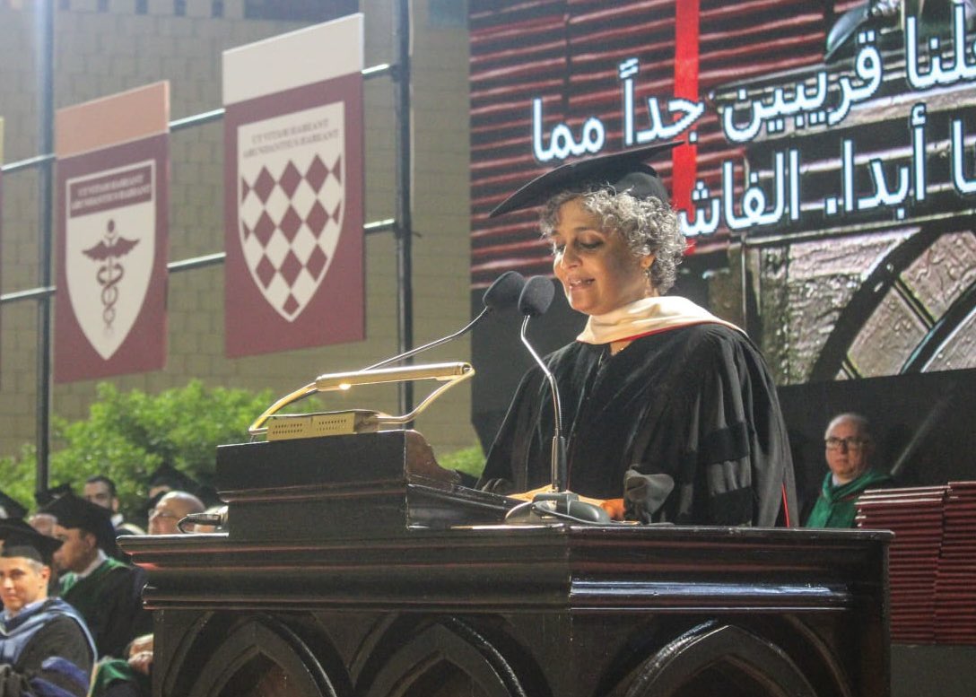 "I must speak about Gaza, emphasising the words Apartheid, Occupation, and Genocide, as Israel is guilty of all three, and those who support it are complicit."

Arundhati Roy, while receiving an honorary doctorate from the American university of Beirut last Friday.
