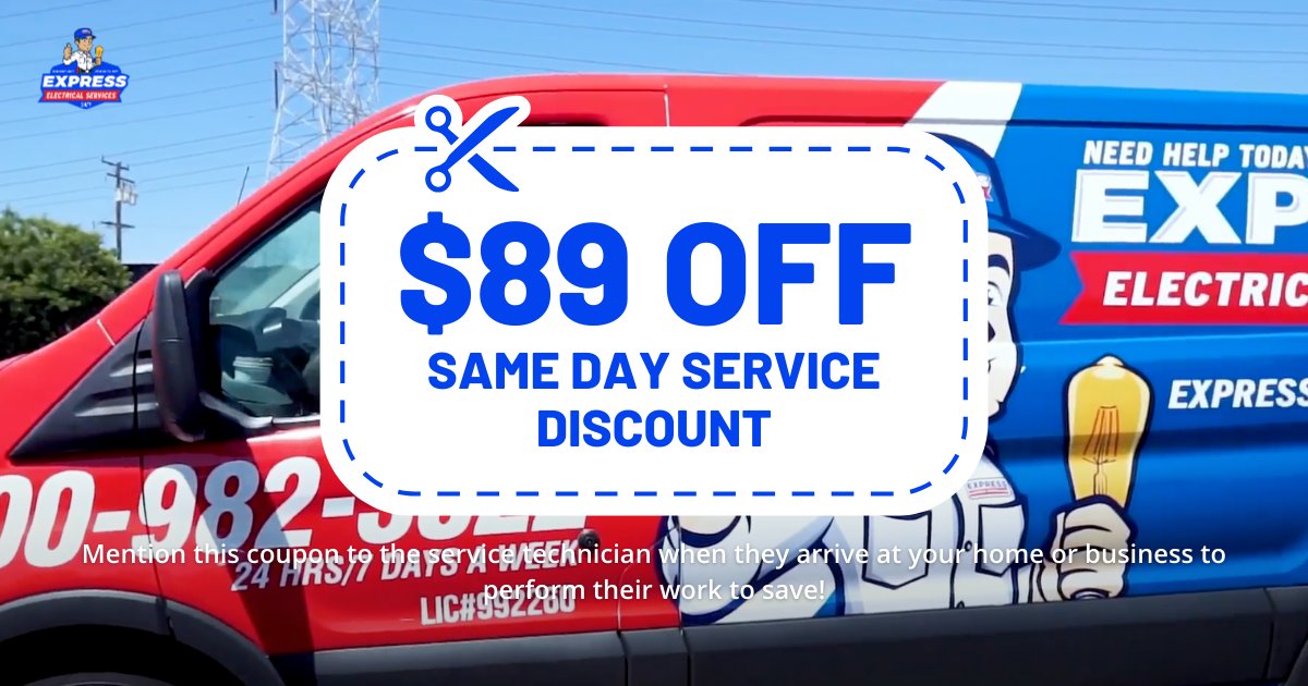 LA_Electrical's tweet photo. Hit the jackpot today with $89 off on same-day service 💰  

#SameDayServiceDiscount #SpecialDeal #ElectricalServices https://t.co/QMTWqNSzm5