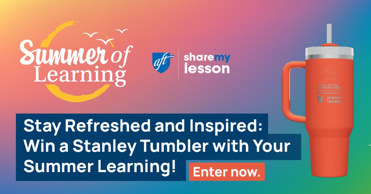 sharemylesson's tweet image. BACK BY POPULAR DEMAND! Save time with Share My Lesson and enter to win a 40-ounce trendsetting Stanley Tumbler. Register for our Summer of Learning series today! #TeacherLife #SelfCare sharemylesson.com/sol24stanley