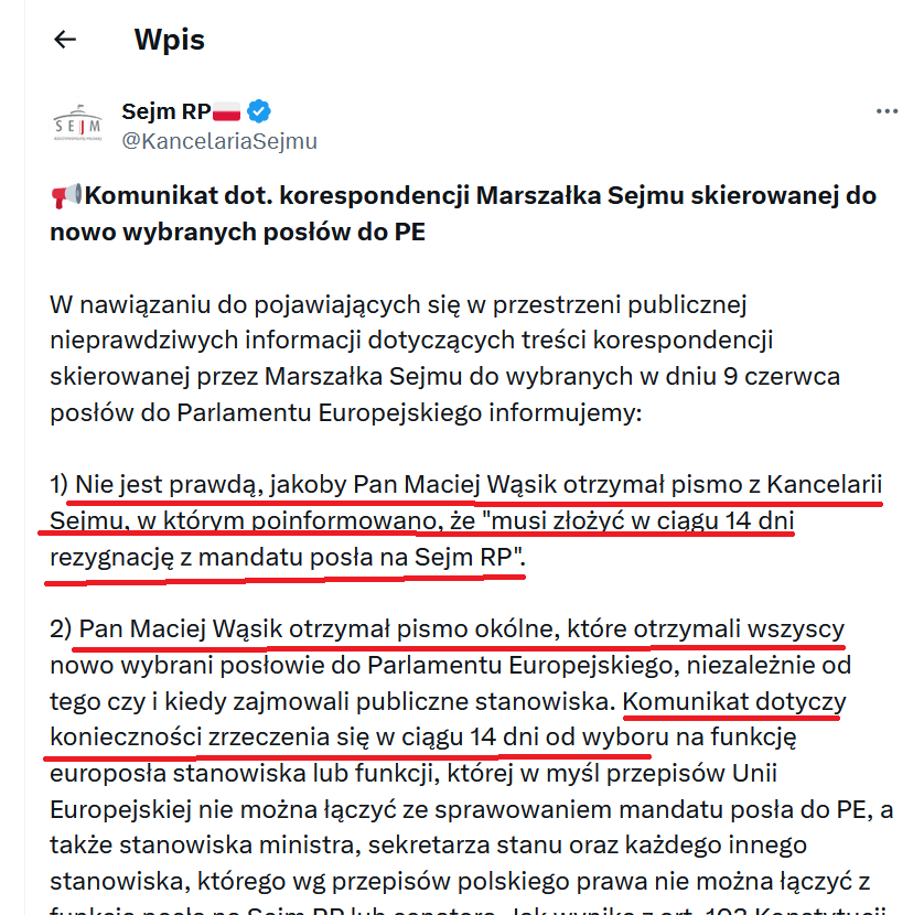 szef_dywizji's tweet photo. Czy oni w tym sejmie Szymona mają pogłos czy zwyczajnie są pierdolnięci?
Czytajcie ‼️
Nie jest prawdą, jakoby Pan Maciej Wąsik otrzymał pismo z Kancelarii Sejmu
ale
Pan Maciej Wąsik otrzymał pismo
🤣 https://t.co/XXeLgM0biG