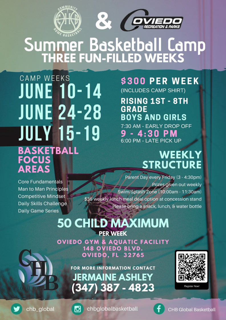 🏀 Week 1 CHB Basketball Camp! 

Still a few spots available in weeks 2 (June 24-28) and 3 (7/15-19). Don’t delay and get registered today! #FunAndFundamentals