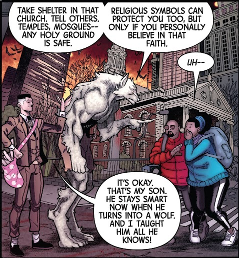 silver_zeo's tweet photo. So in the "Bloodhunt" Marvel Event, "Blood Hunters", they have a story where the Jamesons deal with the vampires. John is dealing it as  ManWolf/StarGod while J.J. goes at it as an obnoxious Dad to him, ontop of his usual New York richman obnoxiousness. https://t.co/wsgKN8cFop