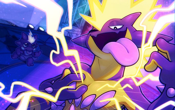 Didn't make the cut but thought I'd share my entry for the Pokémon card contest! I love my punk boyo! 💜⚡️

#PTCGIC2024 