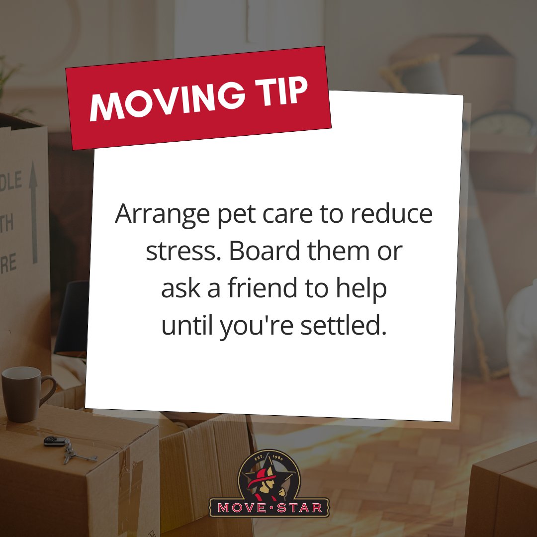 movestarinc's tweet image. 🐾 Moving soon? Don't forget to arrange pet care! Moving can be stressful for pets, so plan ahead to ensure their safety and comfort. #PetCare #MovingWithPets #MoveStarInc 🐶🐱