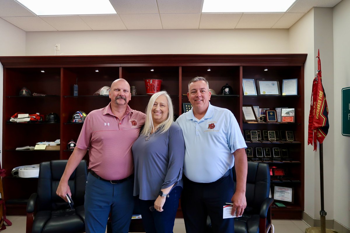 CovingtonFireGA's tweet photo. This morning our Fire Chief, Joe Doss, Operations Chief, Donnie Tudor, and Accreditation Manager, April Draper attended a Consortium Meeting, in Cherokee. Thank you to Cherokee County for hosting. https://t.co/cEfF9yszhN