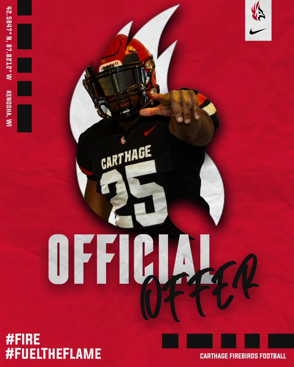 jojokenerson's tweet photo. After a great visit and talk with @CoachPopino I am blessed to receive my 2nd offer from Carthage!

@Hawks4Football @KoachWeaver @PrepRedzoneIL @EDGYTIM @Rivals @247Sports @on3 @On3Recruits https://t.co/PoSjMyIlgB