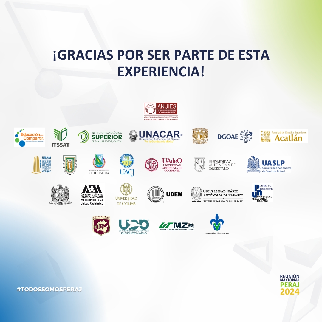 La #ReuniónNacionalPeraj 2024 fue un éxito.

Escuchamos a la Psic. Reina Tello y el Mtro. Abraham Muñoz sobre #habilidadessocioemocionales y #agentesdecambio. Vivimos #ponencias, #mesasdediálogo y #talleres a cargo de las IES participantes.

¡Gracias UNACAR! #TodosSomosPeraj 🙌