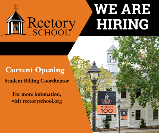 Rectory School is now hiring a student billing coordinator! To learn more, click here: bit.ly/3MU8Vj3

#rectoryschool #juniorboardingschool #ct #connecticut #newengland #privateschool #independentschool #boardingschool #elementaryschool #middleschool