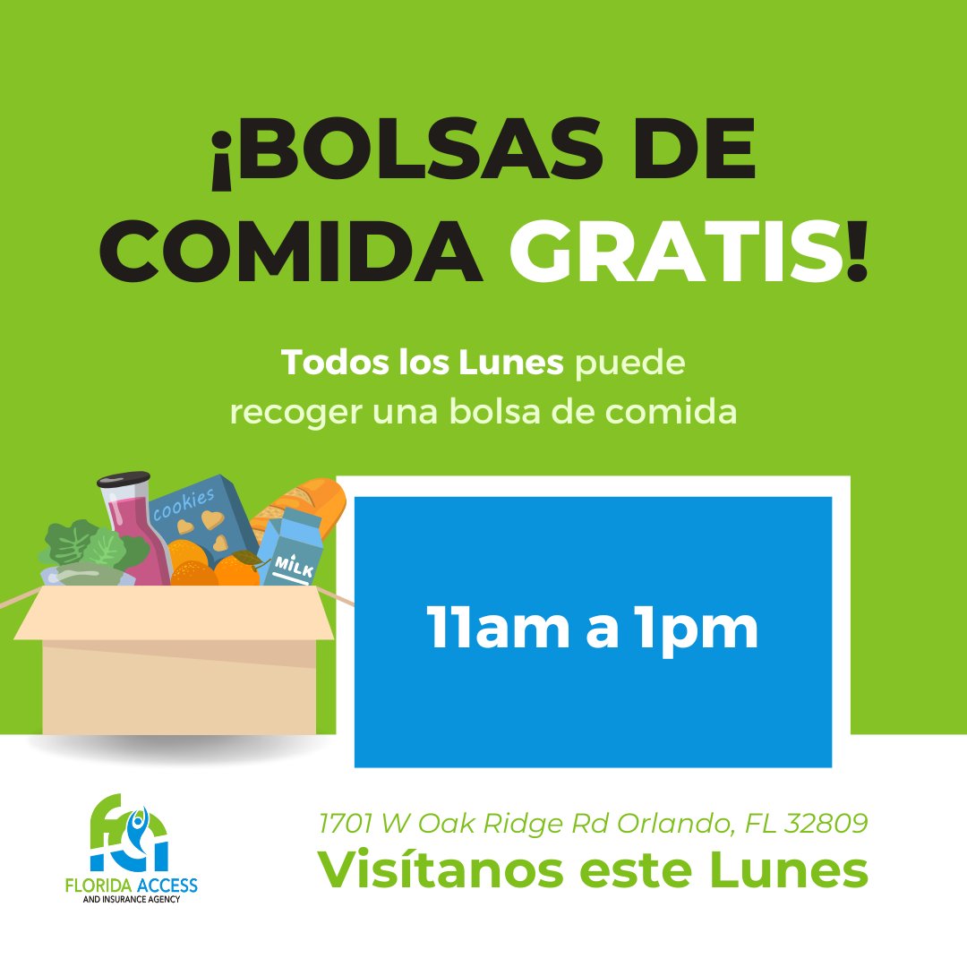 ¡Te esperamos este lunes en Florida Access para ayudarte en lo que necesites! Estamos aquí para apoyarte. 🌴 ¡No dudes en visitarnos! 🚀 #Health #insurance #aca #medicare #medicaid #family #newparents #olderadults #seniors #foodstamps #help #ally #foodbags #free #community #plans