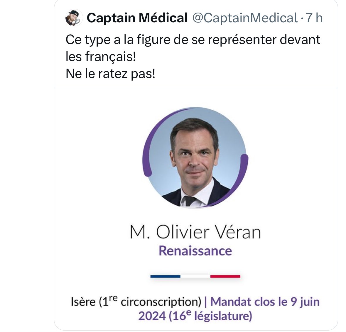 Appel à candidatures : recherchons un soignant suspendus pour se présenter aux législatives contre O Véran👉 ⁦<a href="/verity_france/">VERITY France</a>⁩