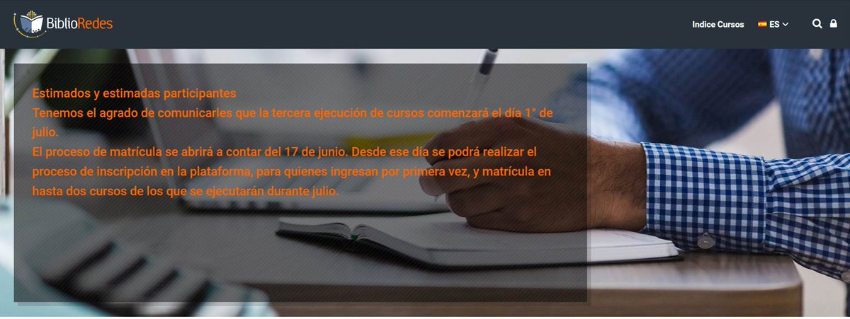 BiblioRedes's tweet image. 📣📣¡Nuevos cursos en línea! El lunes 17 de junio, a las 10:00 hrs. se abrirá una nueva convocatoria de cursos en línea de BiblioRedes. A partir de esa fecha y ese horario, pueden ingresar a mdl.biblioredes.gob.cl/moodle/ y matricularse en los cursos de su interés. 📣📣