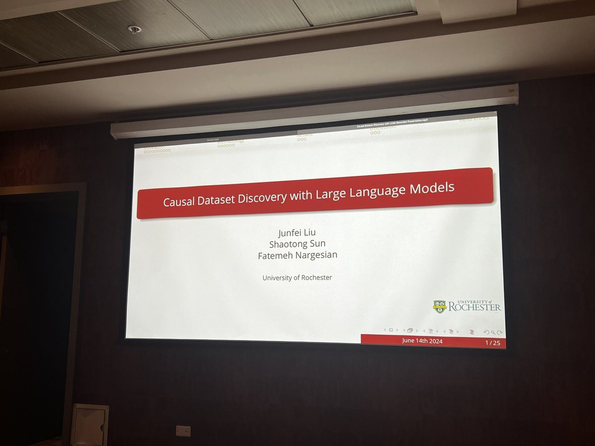 hildaworkshop's tweet image. Last presentation in #HILDA2024: Causal Dataset Discovery with Large Language Models, remotely presented by Junfei Liu, Shaotong Sun and Fatemeh Nargesian