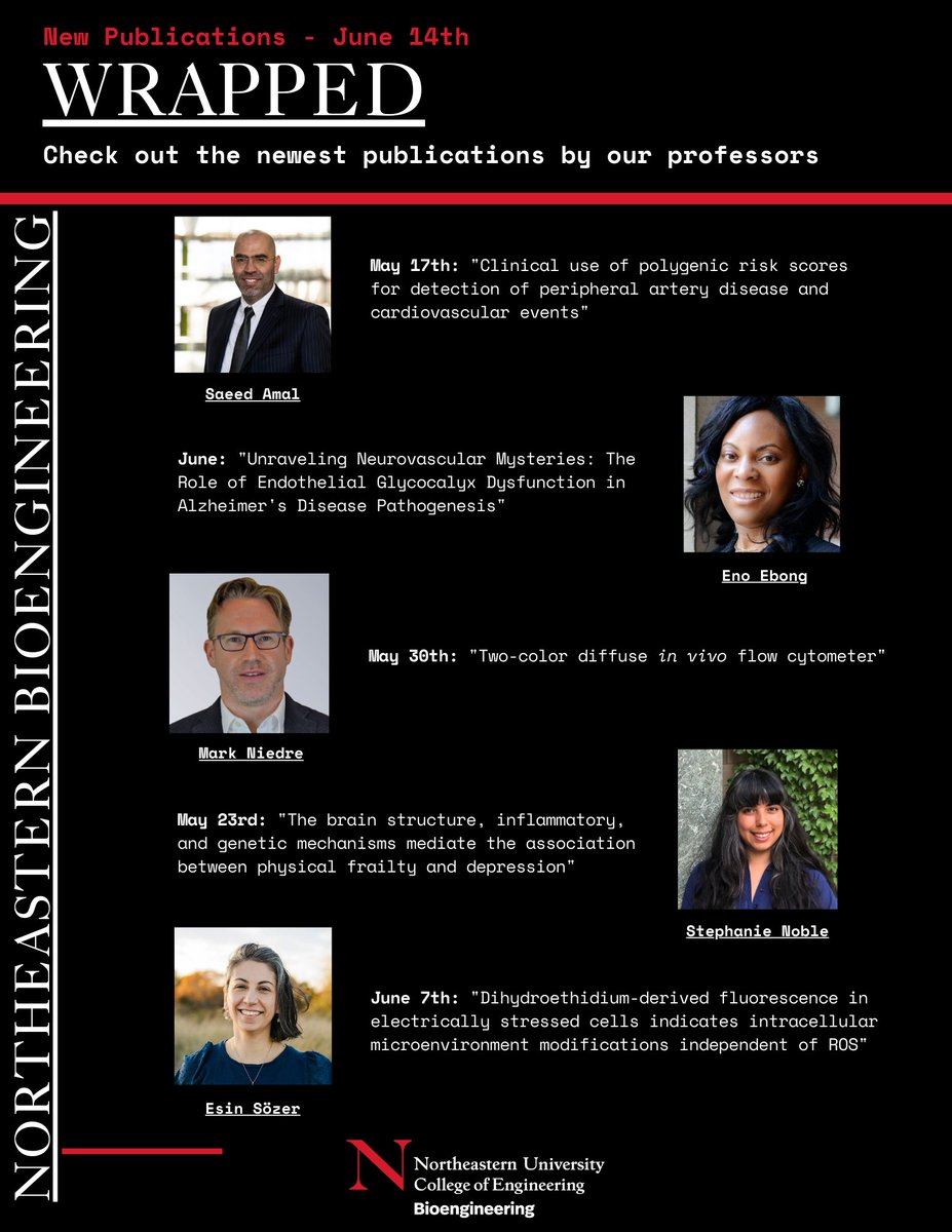 Northeastern University Bioengineering (@nubioe1) on Twitter photo Our BioE Professors are always keeping busy! Here are some of their recent and pending publications:
<a href="/said6041/">Saeed Amal</a> - doi.org/10.1371/journa…
Ebong - doi: 10.3389/fphys.2024.1394725
Niedre - doi.org/10.1117/1.JBO.…
<a href="/sNeuroble/">Stephanie Noble (@sneuroble.bsky.social)</a> - doi.org/10.1038/s41467…
Sözer - doi.org/10.1016/j.bioe… Our BioE Professors are always keeping busy! Here are some of their recent and pending publications:
<a href="/said6041/">Saeed Amal</a> - doi.org/10.1371/journa…
Ebong - doi: 10.3389/fphys.2024.1394725
Niedre - doi.org/10.1117/1.JBO.…
<a href="/sNeuroble/">Stephanie Noble (@sneuroble.bsky.social)</a> - doi.org/10.1038/s41467…
Sözer - doi.org/10.1016/j.bioe…