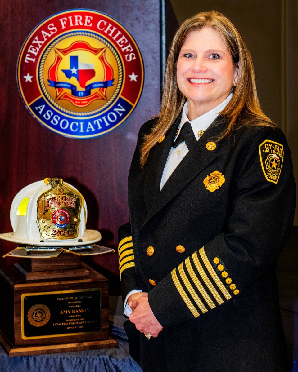 Congrats Cy-Fair Fire Chief Amy Ramon for being named “Fire Chief of the Year” by the <a href="/texasfirechiefs/">TFCA</a>!

This great achievement is a testament the dedication and hard work your colleagues witness you do throughout they year!