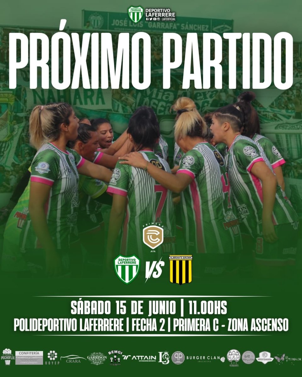 Lafepasion's tweet photo. 🇳🇬 EL CLÁSICO LO JUGAMOS TODOS 
¡VAMOS LAS PIBAS!

🎉 Vení a alentar a las villeritas, en el primer clásico femenino oficial de La Matanza entre #Laferrere y #Almirante

🏟️ Polideportivo Laferrere 
📆 Sábado 15/6 ⏰ 11:00 AM

🎟️ Bono contribución: 2.000 pesos 

#VamosLasVilleras https://t.co/CUhiz2xCQ6