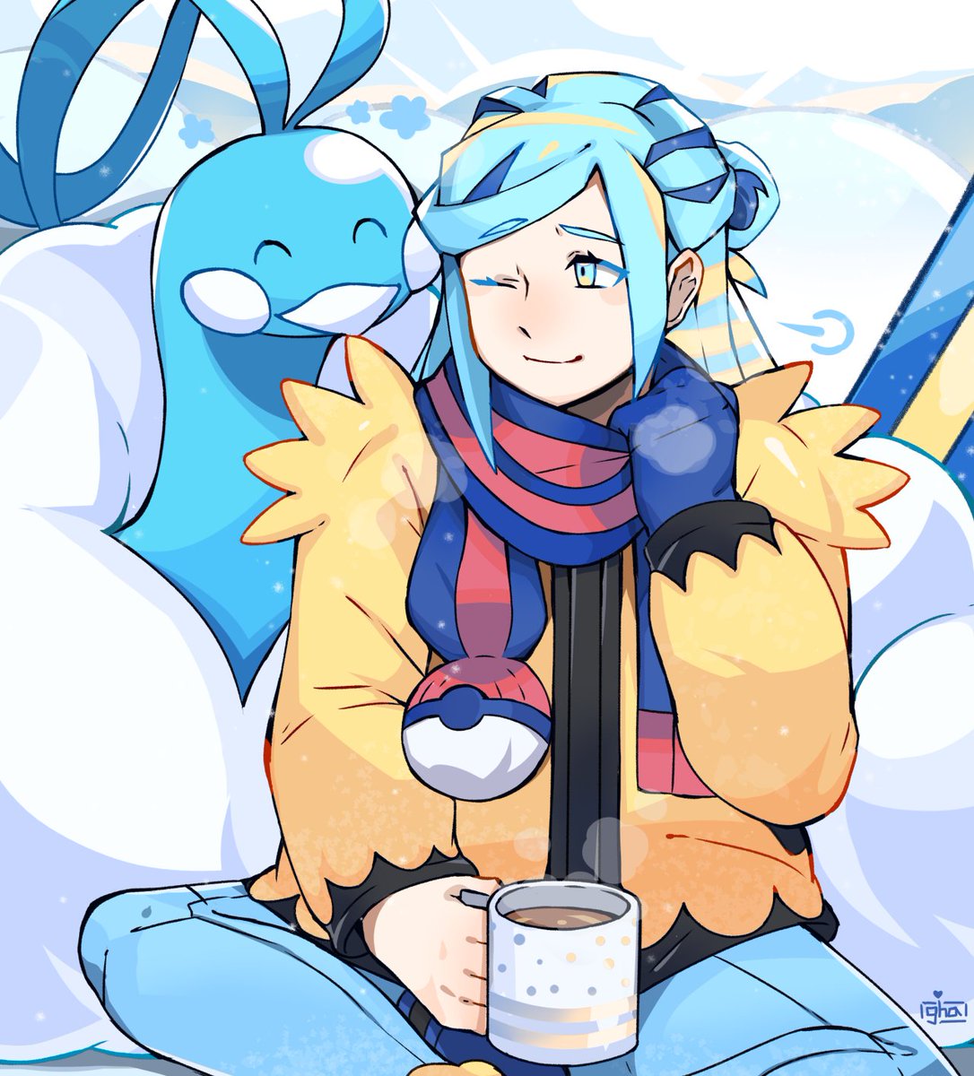 IceChanneler's tweet image. *is out just enjoying some hot chocolate with his pokemon*
