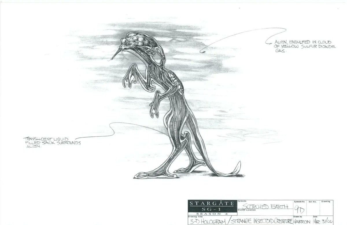 Stargate Trivia: Scorched Earth (The Gadmeer)

After landing on SG-1 for its fourth season, one of the first requests that came my way was for a list of alien race names.  Apparently, after the whole pel'tac-tel'tak debacle, Robert C. Cooper had had his naming privileges revoked