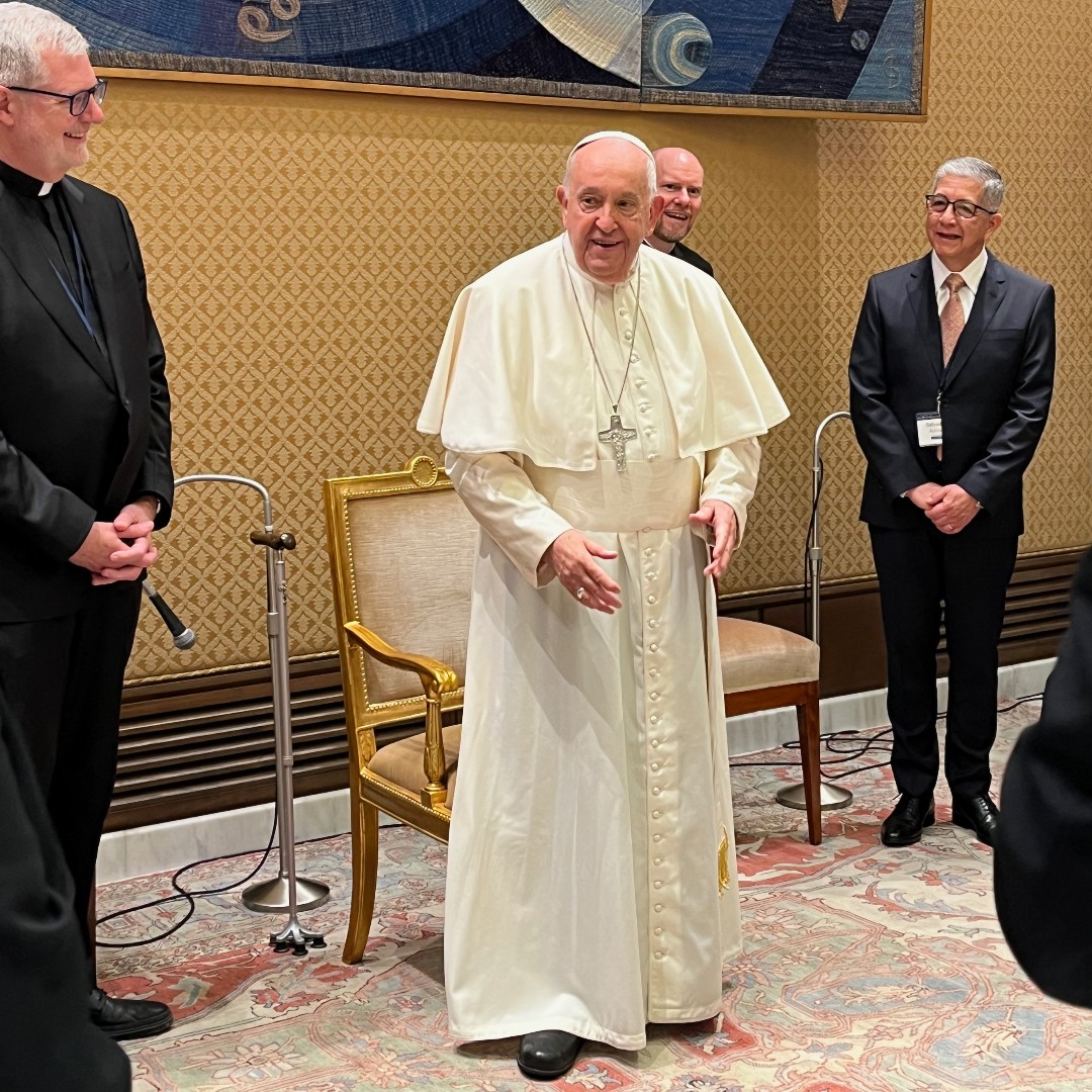 Greetings from Rome! President Salvador D. Aceves, Ed.D., was privileged to introduce Regis and the rest of the Association of Catholic Colleges and Universities delegation to His Holiness @pontifex during a meeting last month. #ThisIsRegis #JesuitEducated #FlashbackFriday