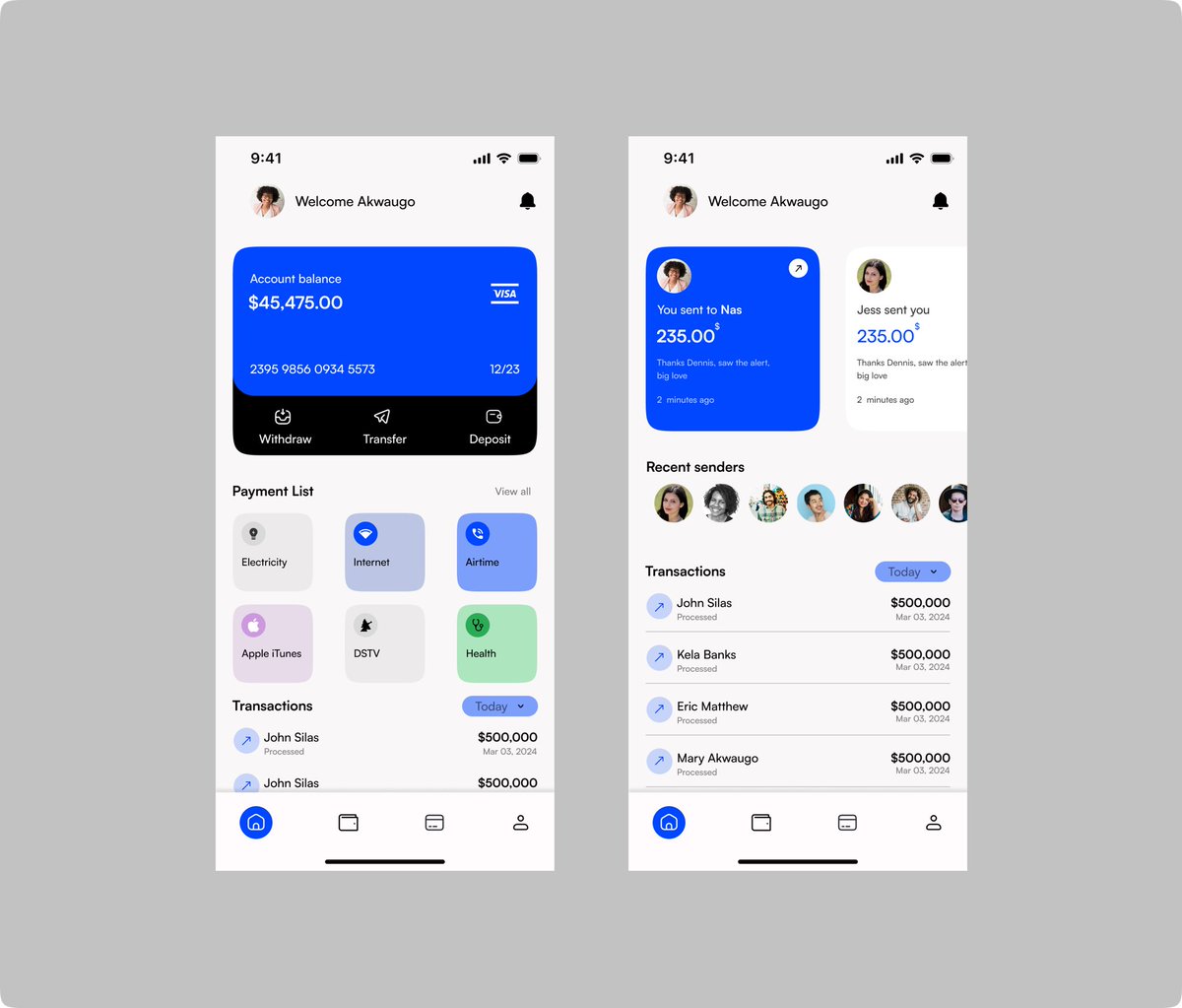 Day 2 @Designcomrades. Tasked to recreate the home page and transaction page. Credits to @dennisobaro for the reference design
Made mastery of constraints on this particular design. @ConsultMay <a href="/OsteveUX/">Osteve | UX Designer ✨</a> @Designcomrades <a href="/uiuxcommunity/">UIUX</a> 
#uiuxdesign #design #product #productdesign