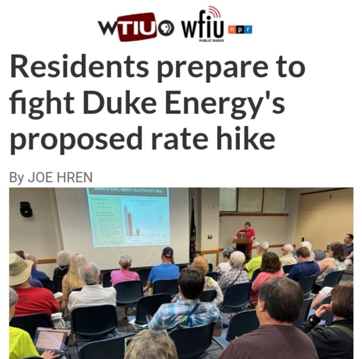 cacindiana's tweet photo. A big thank you to everyone who showed up and asked amazing questions at our Dirty Duke Rate Hike Town Hall in Bloomington last night! ๐ Read all about it from WFIU: https://t.co/s4P5NeVLX0
#DukeEnergy #DirtyDuke https://t.co/0YjiJvt4D6