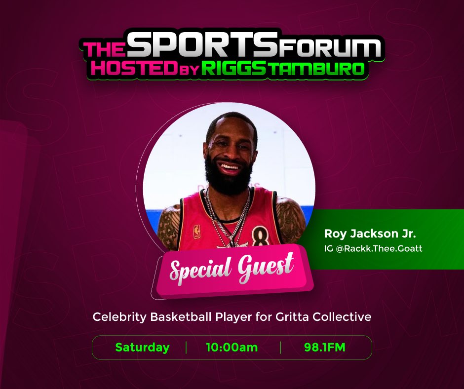 Celebrity Basketball Player, Roy Jackson Jr. joins us tomorrow morning at 10:30am MST on The Sports Forum Radio Show on 98.1FM Mile High Sports to discuss his journey, his impact on the youth community, and the Mile High Celebrity Game in Denver! 🏀🔥

#TheSportsForumRadioShow