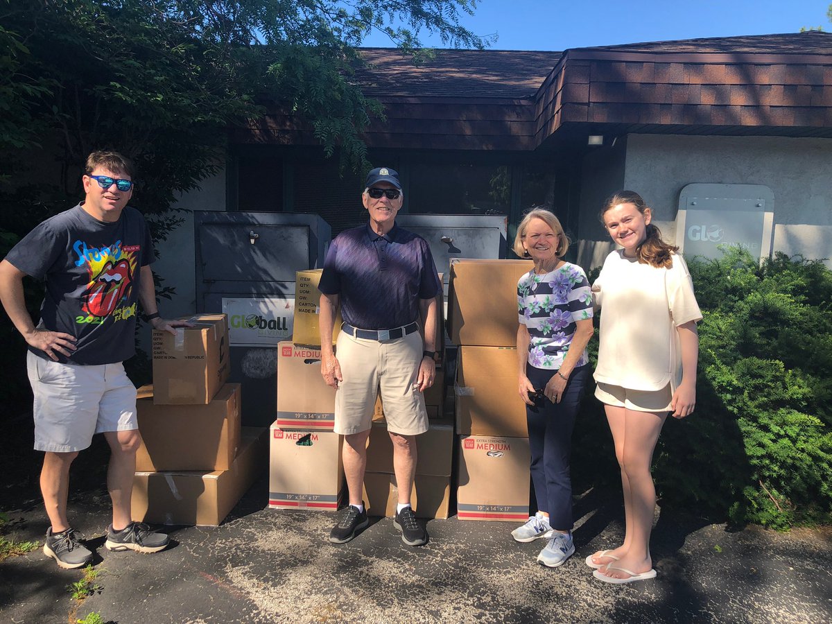 Dave and his family drove up from St Louis to visit family this weekend. In addition, they dropped of several boxes of uniforms and equipment. Thank you!
