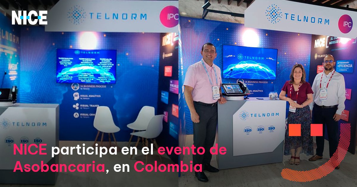 NICESYSTEMSCALA's tweet photo. Del 5 al 7 de junio, NICE participó en la 58ª #ConvenciónBancaria 'La voz de Colombia', en asociación con la empresa Telnorm. En esta oportunidad, NICE presentó a los profesionales del sector financiero las innovaciones de CXone.

#NICE #CX #CustomerExperience #Asobancaria https://t.co/EJ4ylGCvIF