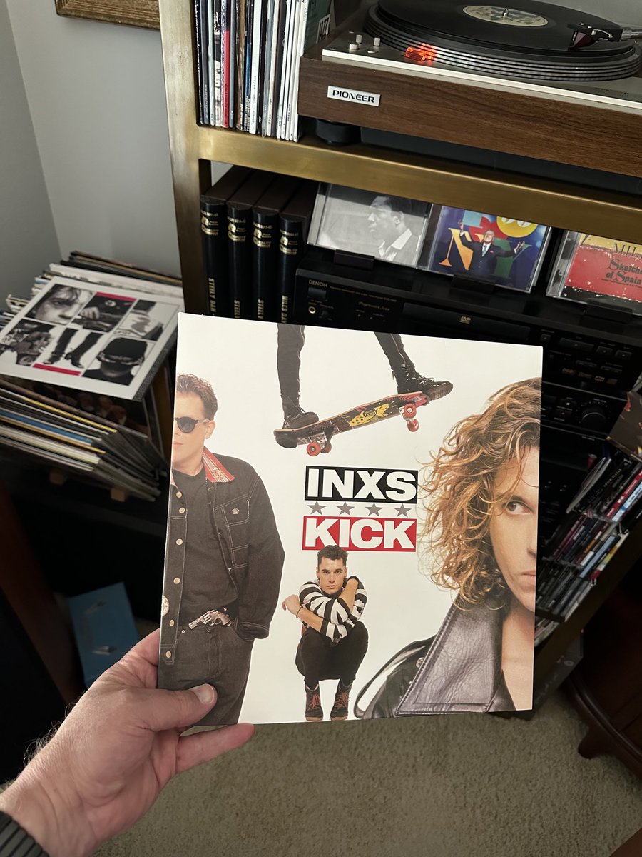 philmount's tweet photo. KICK for the start of the weekend! This copy is a 2017 reissue of INXS’s 1987 original release. So many good tunes! New Sensation, Devil Inside, Need You Tonight, Never Tear Us Apart… virtually a greatest hits album on one release. 

#INXS
#KICK
#KickOffTheWeekend https://t.co/aeb0EI6nWo