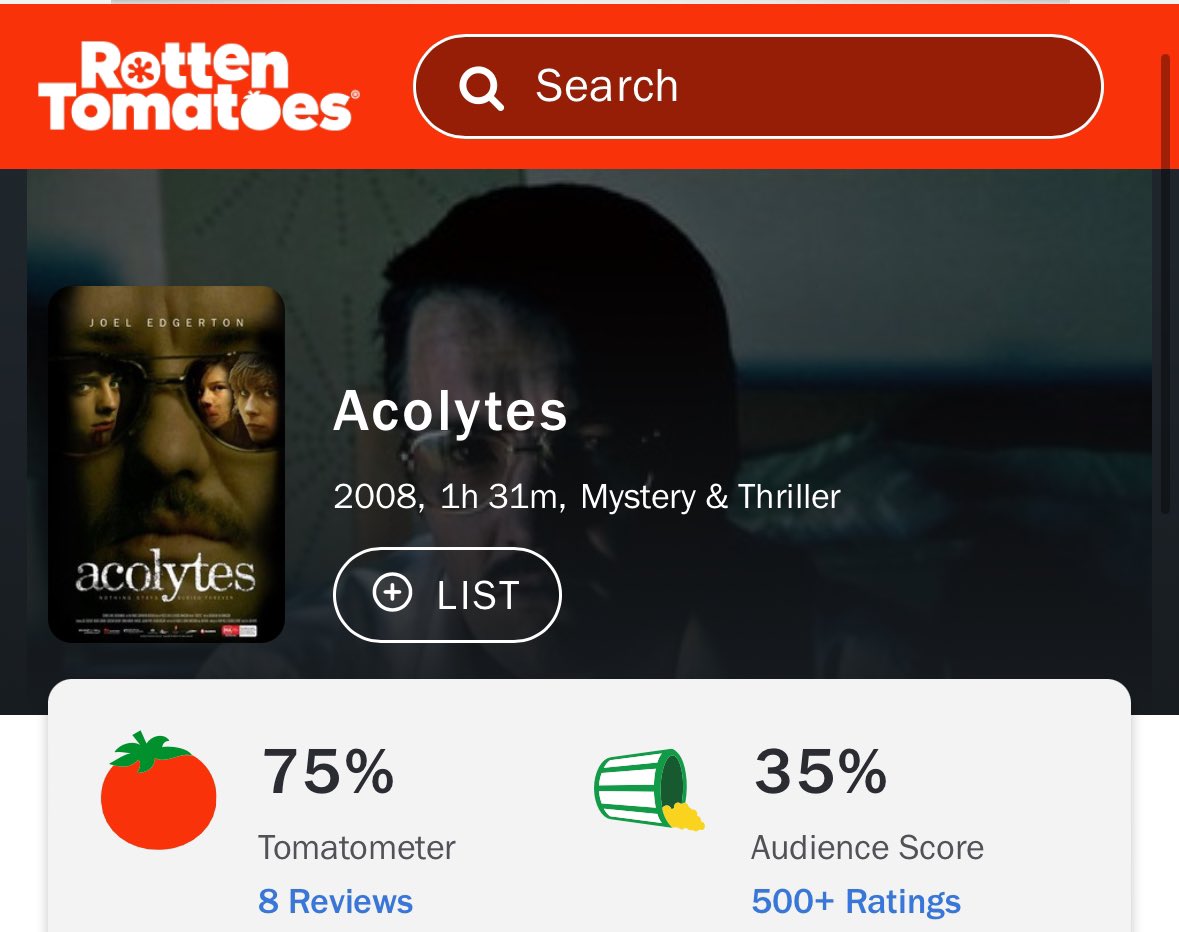 JordanMaison's tweet image. Lol, chodes review bombing a 2008 movie called Acolytes instead of #TheAcolyte, but we’re supposed to take these “critiques” in good faith