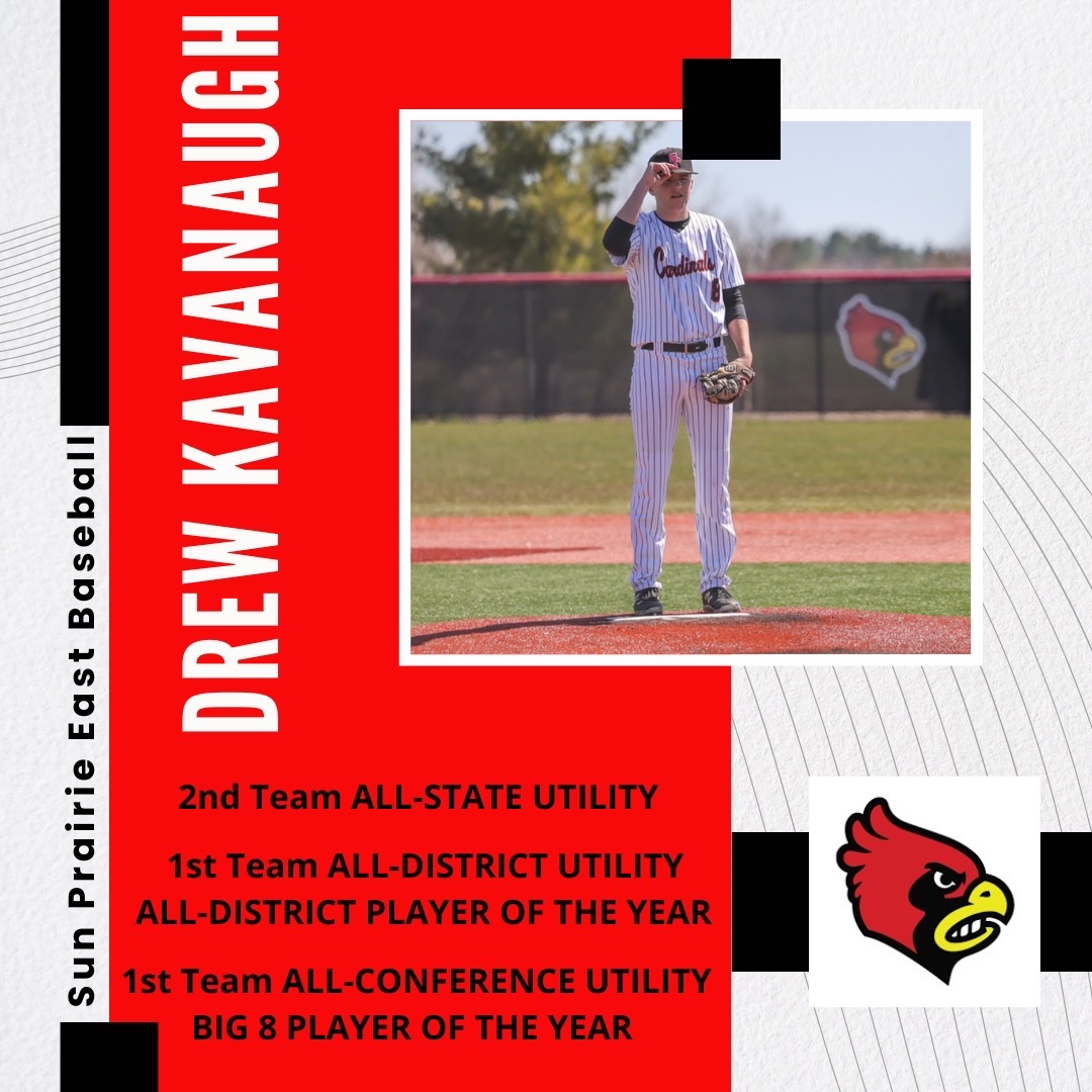 Sun Prairie East Baseball (@speastbaseball) on Twitter photo Congrats <a href="/Drewkavanaugh8/">Drew Kavanaugh</a> on your following accolades!
-2nd Team All-State Utility
-1st Team All-District Utility
-All-District Player of the Year
-1st Team All-Conference Utility
-All-Conference Player of the Year Congrats <a href="/Drewkavanaugh8/">Drew Kavanaugh</a> on your following accolades!
-2nd Team All-State Utility
-1st Team All-District Utility
-All-District Player of the Year
-1st Team All-Conference Utility
-All-Conference Player of the Year