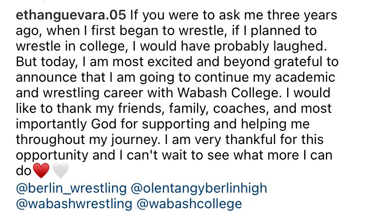 Congratulations Ethan!  <a href="/wabashwrestling/">Wabash Wrestling</a> #ClawsUp
