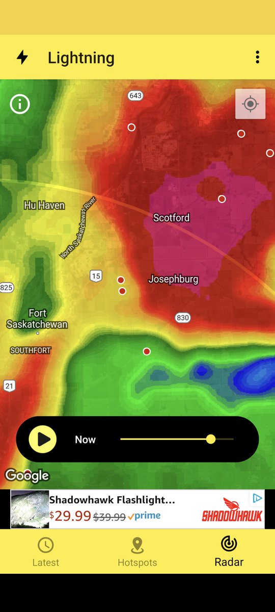 Craig__Fraser's tweet photo. @AB_EmergAlert Pretty gnarly radar with pink in scotford https://t.co/RNlGTbGh6K
