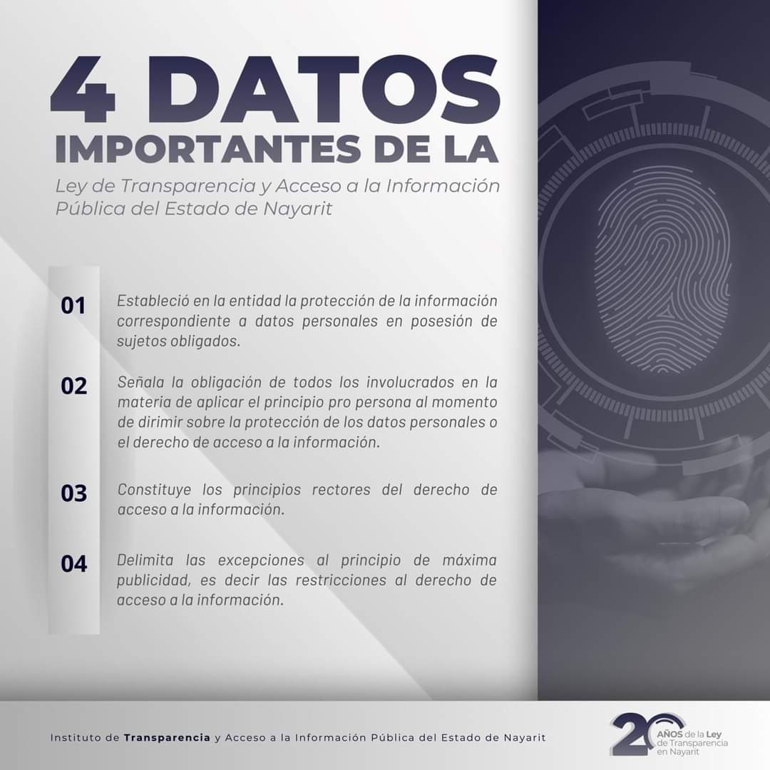En el marco de la conmemoración de 20 años de la publicación de la Ley de Transparencia.

#itainayarit 
#TransparenciaPilarDeLaDemocracia