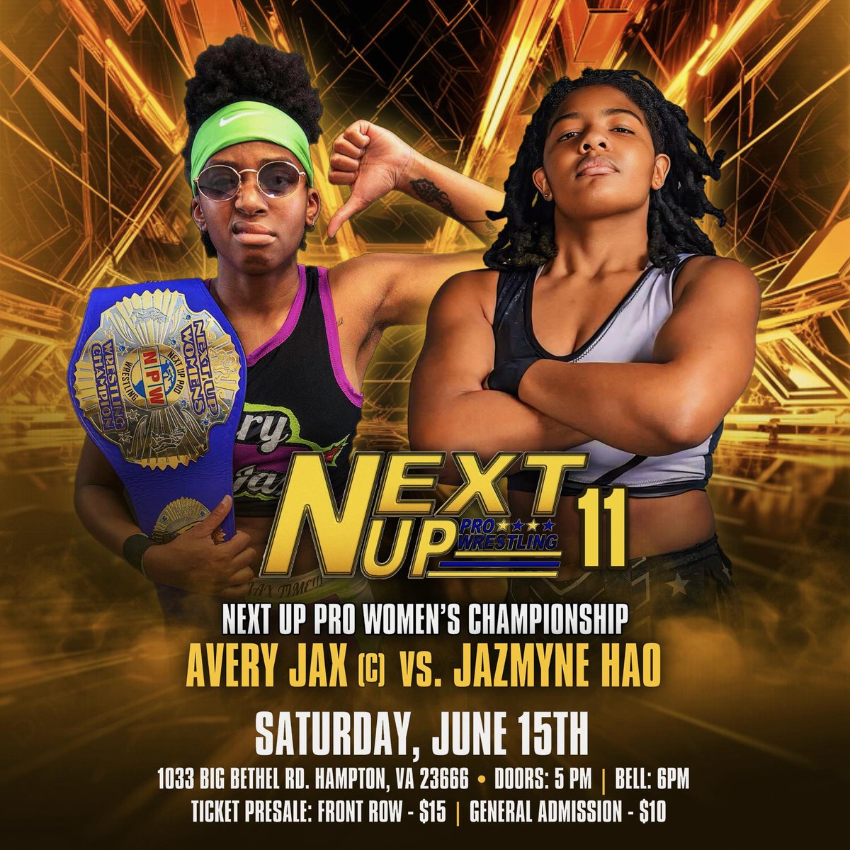 NextUpPro's tweet image. We are 24 hours away from Next Up 11: Tag Team Collison! Bring the whole family out as we celebrate Father's Day weekend! 

The Grapital Vices will defend their tag team championships against the T.N.T. in the Main Event and much more explosive action!

Ticket link in the bio!