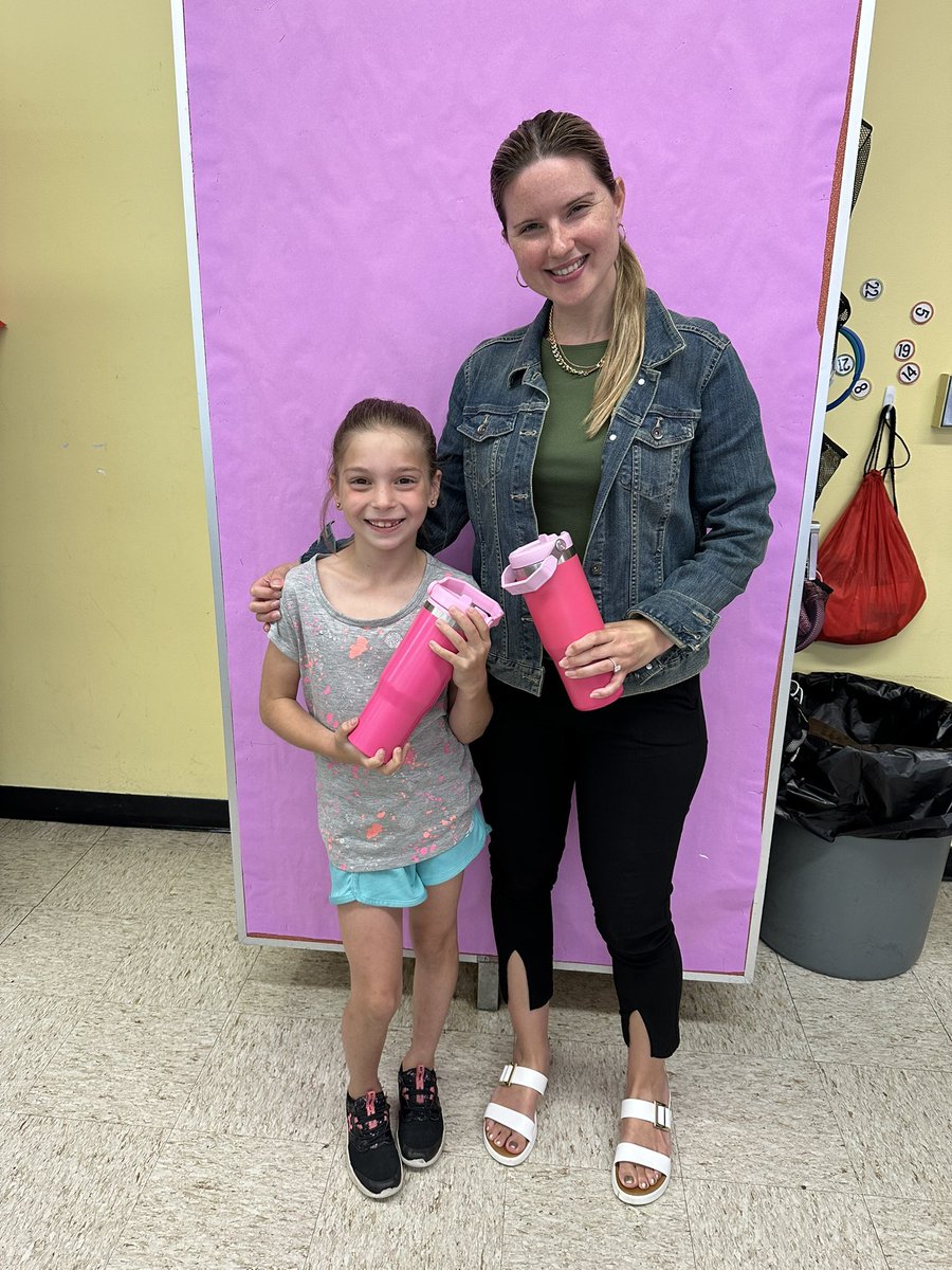 Watts_NMES's tweet photo. When your student buys the same water bottle so she can be just like you 🤗 💖 @NewMonmouthElem @MTPSpride https://t.co/OscqqpOT3V