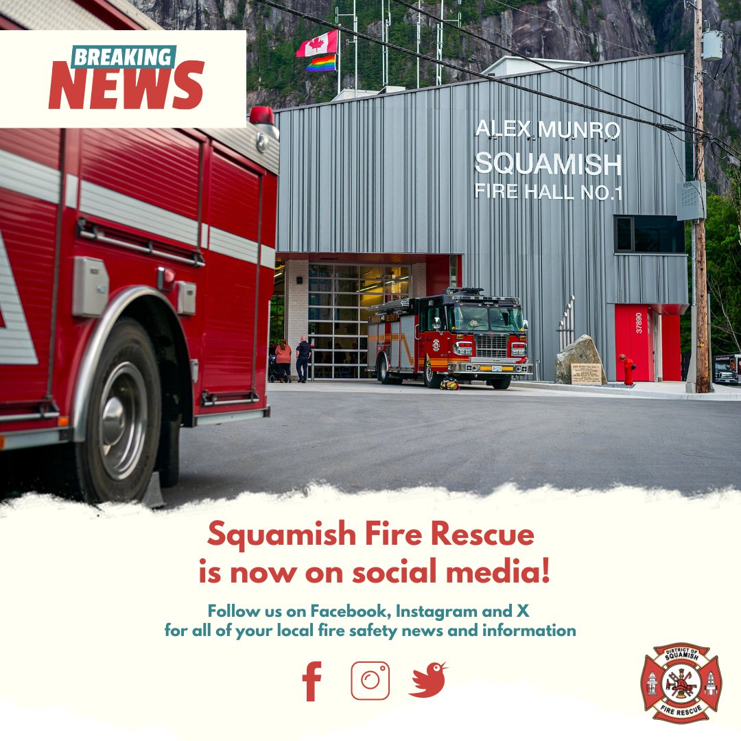 squamishfire's tweet photo. It’s a big day for us! 

Welcome to the official account for Squamish Fire Rescue. We are a composite fire department, proudly serving our community of Squamish, BC Canada. 

Please follow, like and share to stay up to date on all things SFR. https://t.co/3uEtPajAQy