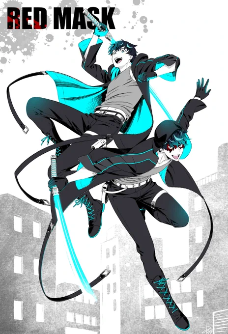 REDMASK昔の創作キャラです。追い込まれてから本気出す系男子描くのは7年ぶりくらい? 