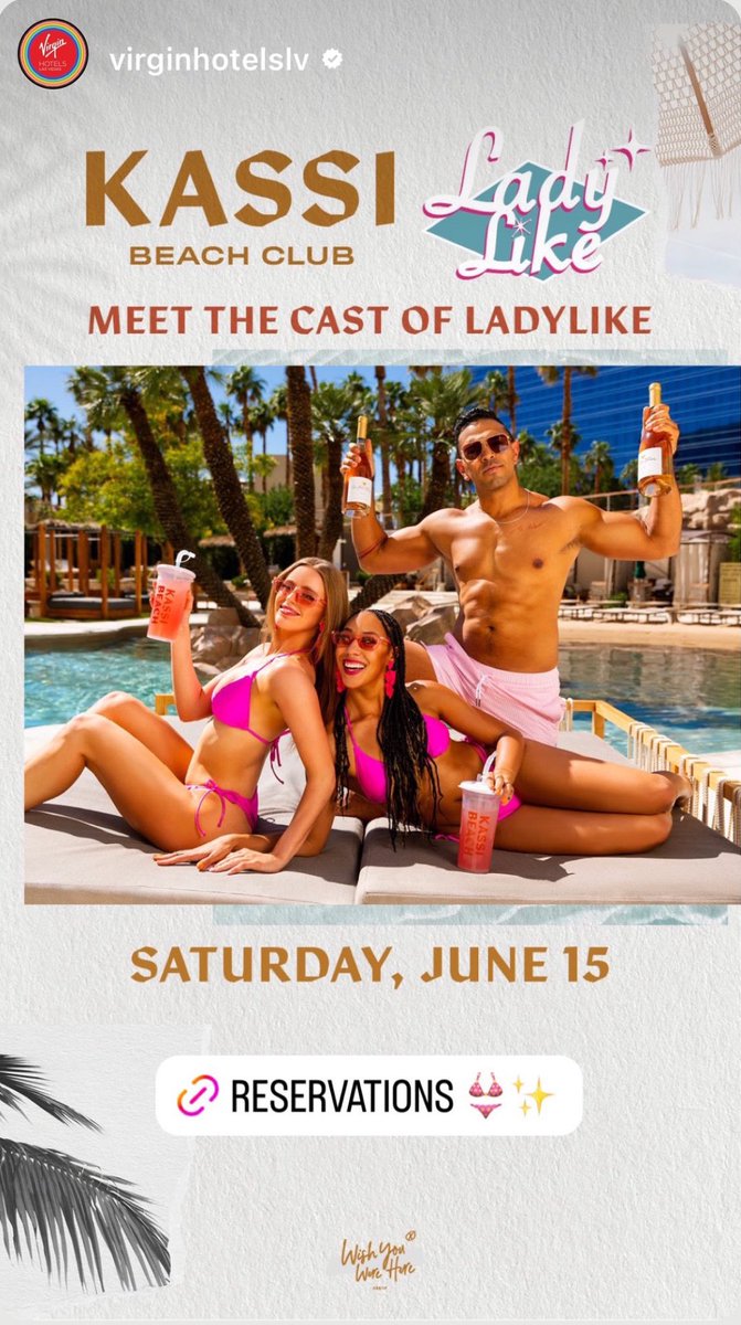 Meet our amazing cast tomorrow at the beautiful Kassi Beach Club ☀️💓🎉<a href="/VirginHotelsLV/">Virgin Hotels Las Vegas</a>