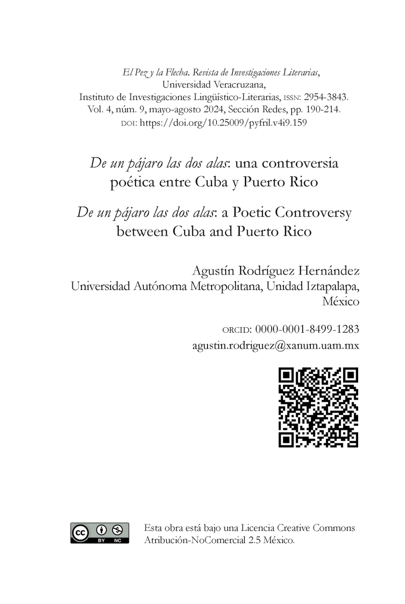 Agustín Rodríguez Hernández
De un pájaro las dos alas: una controversia poética entre Cuba y Puerto Rico.
elpezylaflecha.uv.mx/index.php/elpe…