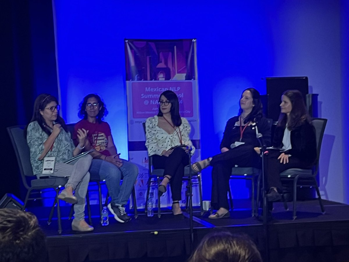 Sel_Baez's tweet image. Rompiendo el patrón de las conferencias de inteligencia artificial! Panel lleno de mujeres latinas en la escuela de verano @EscuelaPLNmex
Breaking the pattern of AI conferences with a full female Latin panel at the summer school prev to @naacl !